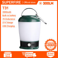 SUPERFIRE โคมไฟตั้งแคมป์แบบชาร์จไฟได้,โคมไฟม้าพกพาอเนกประสงค์กันน้ำกลางแจ้ง T31