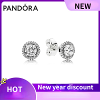 ต่างหูสตั๊ดเงิน 925 คลาสสิกและสง่างามของแพนดอร่า Pandoraˉ  Classic and Elegant 925 Silver Stud Earrings 296272CZ Personality Fashion Temperament Womens Stud Earrings