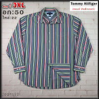 Tommy Hilfiger®แท้ อก 50 ไซส์ 3XL เสื้อเชิ้ตผู้ชาย ทอมมี่ ฮิลฟิกเกอร์ สีเขียว เสื้อแขนยาว เนื้อผ้าดีสวยๆ