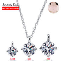 S925เงินสเตอร์ลิงคอโซ่แผ่นเครื่องประดับ Pt950สี่กรงเล็บ D สี0.5กะรัต1ct2ct Moissanite จี้สร้อยคอขายส่ง