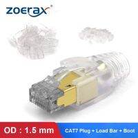 Zoerax 3ชิ้น Cat6a Cat7หุ้ม Rj45ปลั๊กแบบโมดูลาร์ขั้วต่อ50μ สายหลุม1.5มม. พร้อมรองเท้าบู๊ตตัวเชื่อมแถบโหลด