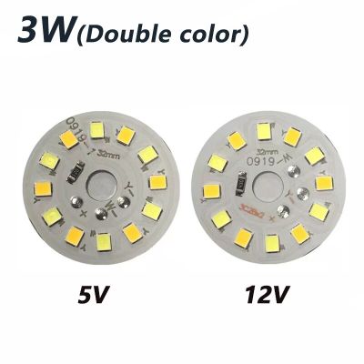 COMPSON แผงไฟ LED 3W DC5V 12V,1ชิ้นแหล่งกำเนิดแสงสีคู่ขนาด32มม. 2835โคมไฟลูกปัด