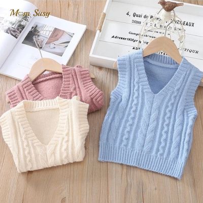 （Good baby store） Baby Boy Girl Sweater Vest Cotton Infant Toddler Child Knit Waistcoat Twist Sweater Sleeveless Spring Autumn Baby Clothes 1 8Y