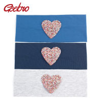 Geebro Women Summer New Sports Yoga Flat Elastic Headband Cotton With Red Heart Rhinestones Hairband Girls Soft Casual Headwrap