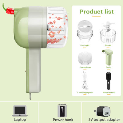 4 in 1 Handheld Electric Vegetable Cutter Set Multifunctional Durable Chili Vegetable Crusher Ginger Masher Machine