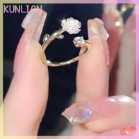 [KUNLIAN] สร้อยคอมุกแบบเปิดลายดอกคาเมลเลียที่ปรับได้สร้อยคอวินเทจสำหรับผู้หญิงสายคล้องมือสุดหรูเครื่องประดับสำหรับงานแต่งงาน