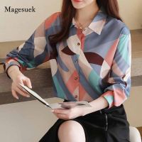 Womens Korean Fashion Loose Ladies Top Harajuku Shirts Women 2020 Autumn Tops and Blouses Print Shirt Blusas Mujer De Moda 10745