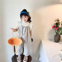 Children Boys Striped Overalls Outfits 2023 New Fashion Cotton Infant Girlss Lace Shirts New Clothes