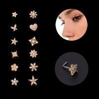 1PC Zircon Nose Rings Studs 20G Stainless Steel Piercing Jewelry Accessories Classic Women Body Decoration Gift for Friend Body jewellery