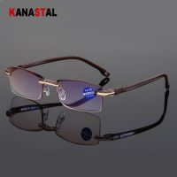 KANASTAL Ultralight Rimless Reading Glasses Women Men Business Anti Blu Ray Computer Reading Glasses Presbyopia Reader 1.5 women