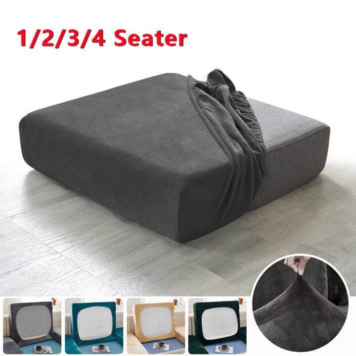 Velvet Elastic Sofa Cushion Covers Plush Sofa Seat Cover L Shaped Sofa