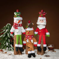 ฝาขวดไวน์คริสต์มาส Snowman Santa Claus Reindeer Wine Decoration Gift Bag For Party