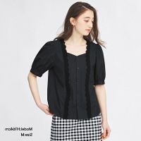 Uniqlos womens lace stitching loose-sleeve shirt (5-point sleeve) summer new French style 340430