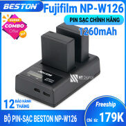 Bộ 2 Pin + Sạc Đôi Beston Fujifilm NP-W126 NP-W126S Cho Fujifilm X-T20