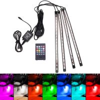 new prodects coming 4XDC12V 12 LED Lights USB Wireless Music Control 8 Color RGB Car Interior Lights