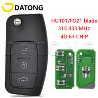 Datong World รถรีโมทคอนล Key Fit สำหรับ Focus Mondeo Fiesta Galaxy FUSION 315433 MHz 4D60ชิป4D63 Smart flip BLANK Keys