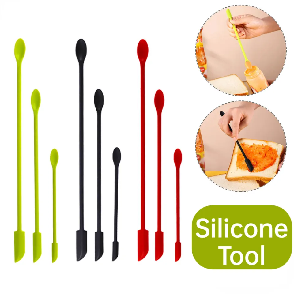 Silicone Mini Spatula Jar Scraper Scoop Tip Long Double Headed