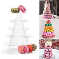 WOUNDED โปร่งใสโปร่งใส แท่นวาง Macaron Tower 6ชั้น พลาสติกทำจากพลาสติก ใสสะอาด ชั้นวางจอแสดงผลมาการอง อุปกรณ์อบขนม จานวางคัพเค้กของหวาน งานแต่งงาน, งานเลี้ยงวันเกิด