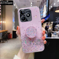 เคสมือถือสำหรับ ฝาหลัง Realme C51แวววาวปกอ่อนดวงจันทร์เลื่อมซิลิโคนใสขาตั้งพับได้ป้องกันการหล่น เคส Realme C51