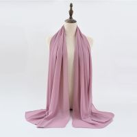 【Miki Xinyuan】แฟชั่น Pearl Chiffon JerseyScarf LongShawlSoftTie HeadFor Women Headband 180x75cm