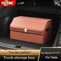 hotx 【cw】 Tesla 3/Y/X/S 2022 Car Storage Organizer Big Capacity Tow-Tier Partition Tidying