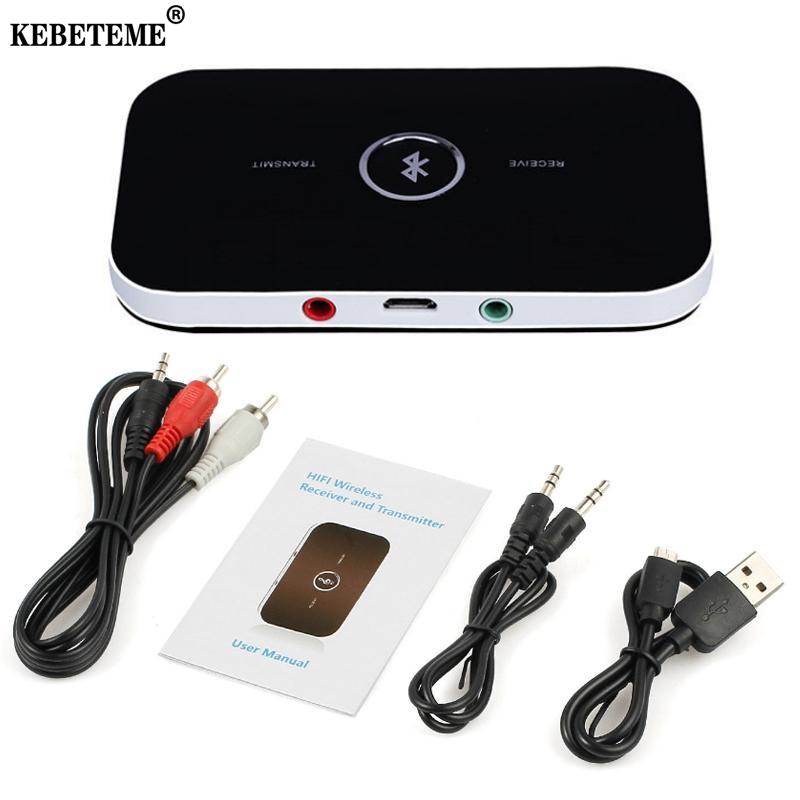 2 in1 Wireless Bluetooth Audio Transmitter Receiver 3.5mm Audio Stereo Adapter AUX HiFi Music Adapter for TV Car MP3 Home Sound System Black