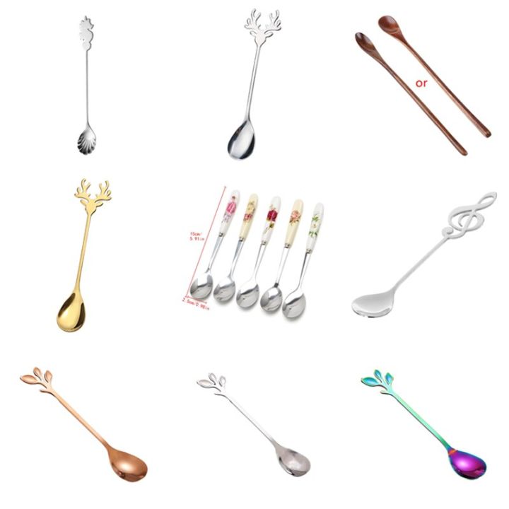ceramic-handle-spoon-stainless-steel-dessert-coffee-spoons-cartoon-christmas-elk-spoon-cute-deer-head-mini-ice-cream-spoons-serving-utensils
