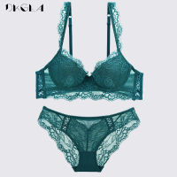 Fashion Sexy Bra Set Black Underwear Women Brassiere Thick Lace Embroidery Push Up Bras Deep V Lady Lingerie Set A B C D Cup