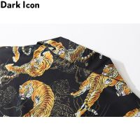 เสื้อเชิ้ตโปโลแ ขนสั้นลาย Dark Icon Tiger แฟชั่นสําหรับผู้ชาย