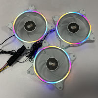 Darkflash D1 120มม. พีซีเคสคอมพิวเตอร์ LED พัดลม RGB Double Halo Rainbow 12ซม. ปิดเสียง12V 4Pin heatsnk Cooling Cooler พัดลมเงียบ