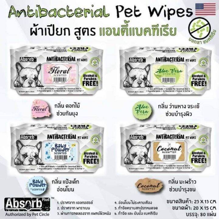 absorb-plus-pet-wipes-ผ้าเปียก-ทิชชู่เปียกสำหรับสัตว์เลี้ยง