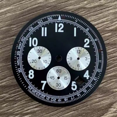 :{“:” 2023หน้าปัดนาฬิกา36.8มม. ใหม่สำหรับการเคลื่อนไหวของควอตซ์ VK63สีขาว/นาฬิกาข้อมือสีดำที่มีสีเขียวส่องสว่าง