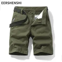 EERSHENSHI กางเกงขาสั้นแบบลำลองชาย กางเกงขาสั้นผ้าฝ้ายชุดเอี๊ยมลำลองมีความสะดวกสบายในการสวมใส่