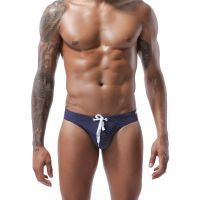 Mens Swimsuit Solid Lace-up Swimwear Male Swimming Trunks Man Beach Wear Men Sexy Underwear Low-Waist Bathing Suit Briefs Swimwear