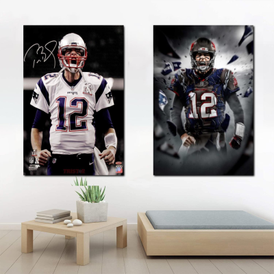 Tom Brady Patriots Autographed Canvas Art โปสเตอร์และ Wall Art Picture Print - Modern Family Bedroom Decor Posters