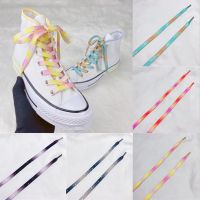 [HOT EXQQUZIOWGWD 116] 1คู่แฟชั่นสีสัน Shoelaces Candy Gradient Boot เชือกผูกรองเท้าผ้าไหมผ้าใบรองเท้าผ้าใบรองเท้า Laces เติบโต Rainbow Strings