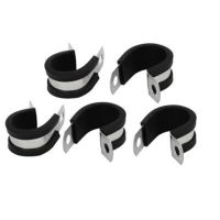 ✆℗❒ 18mm Dia EPDM Rubber Lined P Clips Cable Hose Pipe Clamps Holder 5pcs