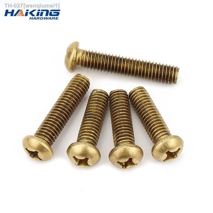 5-50pcs-m2-m2-5-m3-m4-m5-m6-gb818-pure-copper-brass-cross-round-phillips-pan-head-screw-bolt-length-6-50mm