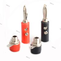 4pcs 4mm Banana Plug+Socket Connectors Female Male Insert Connector Nickel Plated DIY 6TH