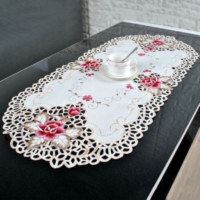 【 Sast】ผ้าปูโต๊ะการตกแต่งบ้านผ้าปูโต๊ะใช้ซ้ำได้ซักได้รูปไข่สีขาว