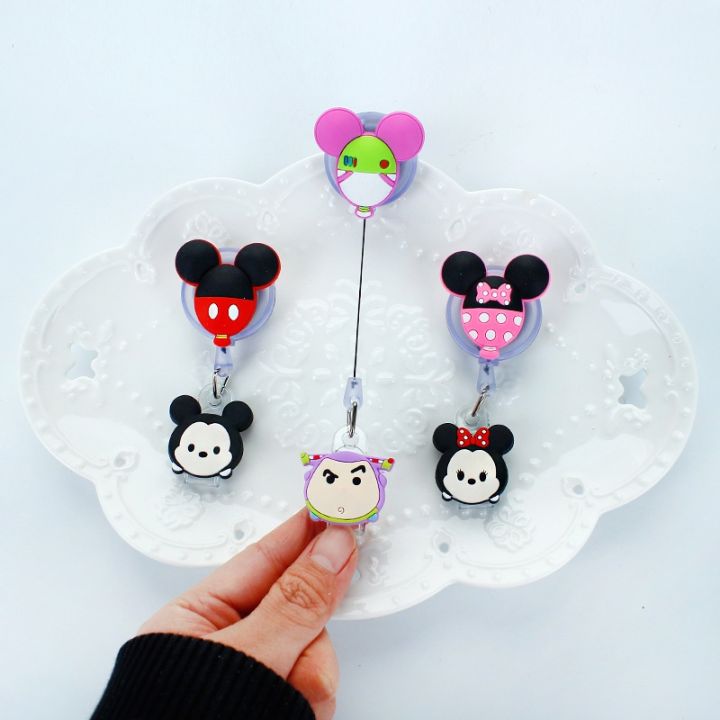 new-disney-retractable-badge-holder-kawaii-stitch-id-card-holder-anime-mickey-credential-holder-pooh-bear-business-card-holder