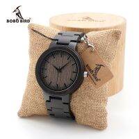 BOBO BIRD Mens Black Ebony Wooden Watch with Wooden Watch Male Strap Quartz Analog kol saati Luxury Dial Diameter Custom logo