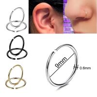 10pieces/pack Fashion Body Jewelry 9x0.6mm Stainless Steel Nose Hoop Nose Ring Stud Punk Style Body Piercing Jewelry