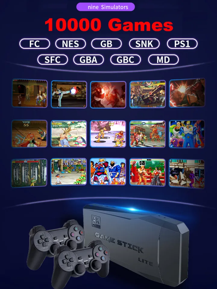 Console De Vídeogame M8 Clássico Retro Stick Sem Fio 4K HD 10000/3500 Jogos  Family Playstation