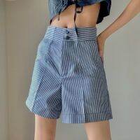 กางเกงขาสั้นลายริ้วสุด summer Sailor Shorts Navy L - Yellowmood.wear