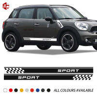 2 Pcs Racing Sport Checkered จัดแต่งทรงผมรถประตูด้านข้าง Stripes สติกเกอร์ Body Decal สำหรับ MINI Cooper S Countryman R60 JCW อุปกรณ์เสริม