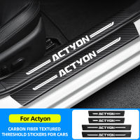 4Pcs สติกเกอร์รถ Anti Scratch Door Sill Protector สำหรับ Ssangyong Actyon รถเกณฑ์ป้องกันคาร์บอนไฟเบอร์รถ Stylin