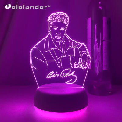 Elvis Presley Figure Night Light Led Color Changing Nightlight The Hillbilly Cat King of The Western Pop Bedroom Lamp Fans Gift