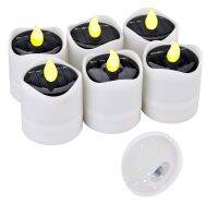 Pack of 6 Solar Powered Electronic Candle Auto On Off Flicker LED Tea Light Waterproof DIY Flameless Event Party Light Portable