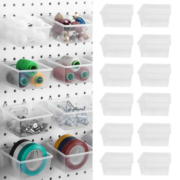 12-pieces-pegboard-plastic-bins-kit-pegboard-bins-with-hooks-pegboard-accessories-workbench-bins-fits-to-peg-board